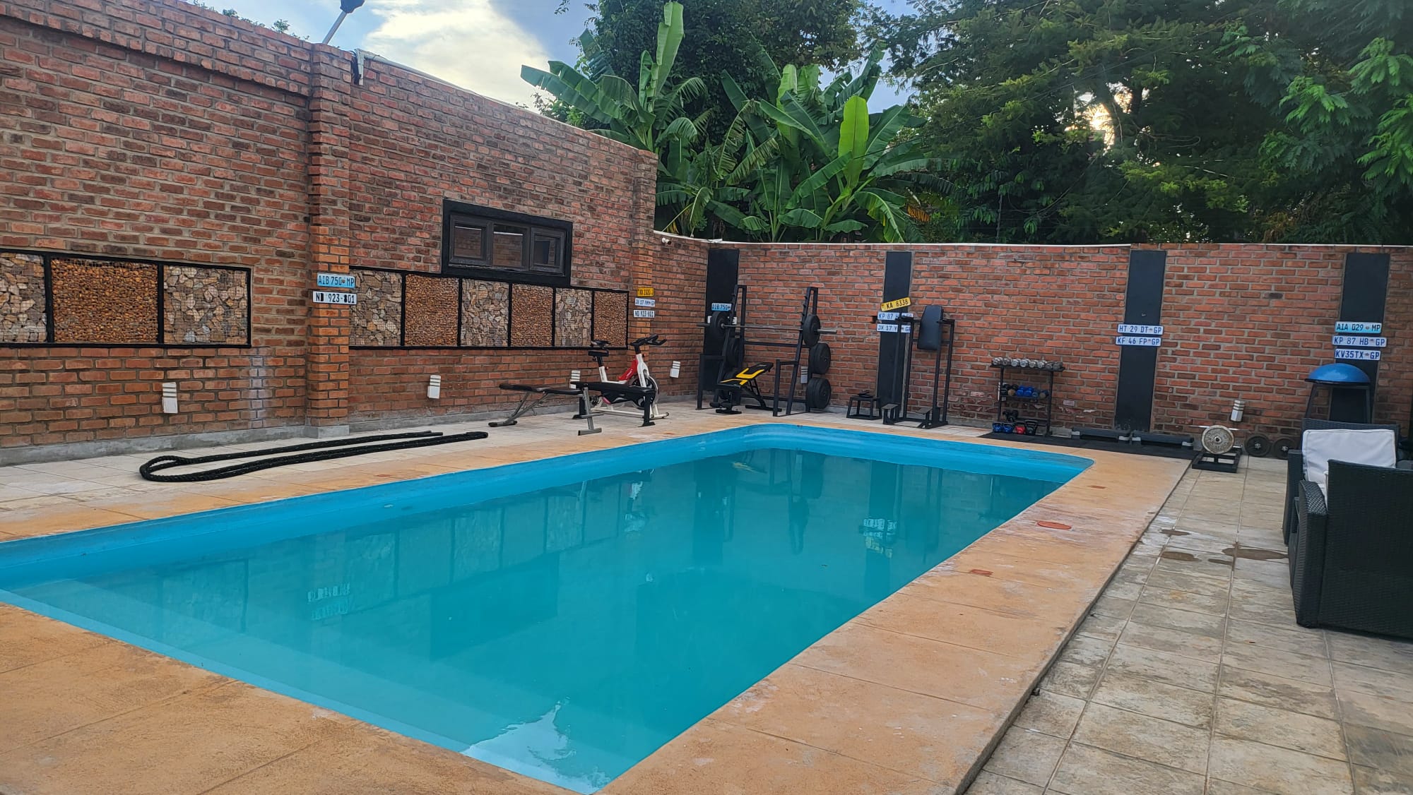 Pool with outdoor gym